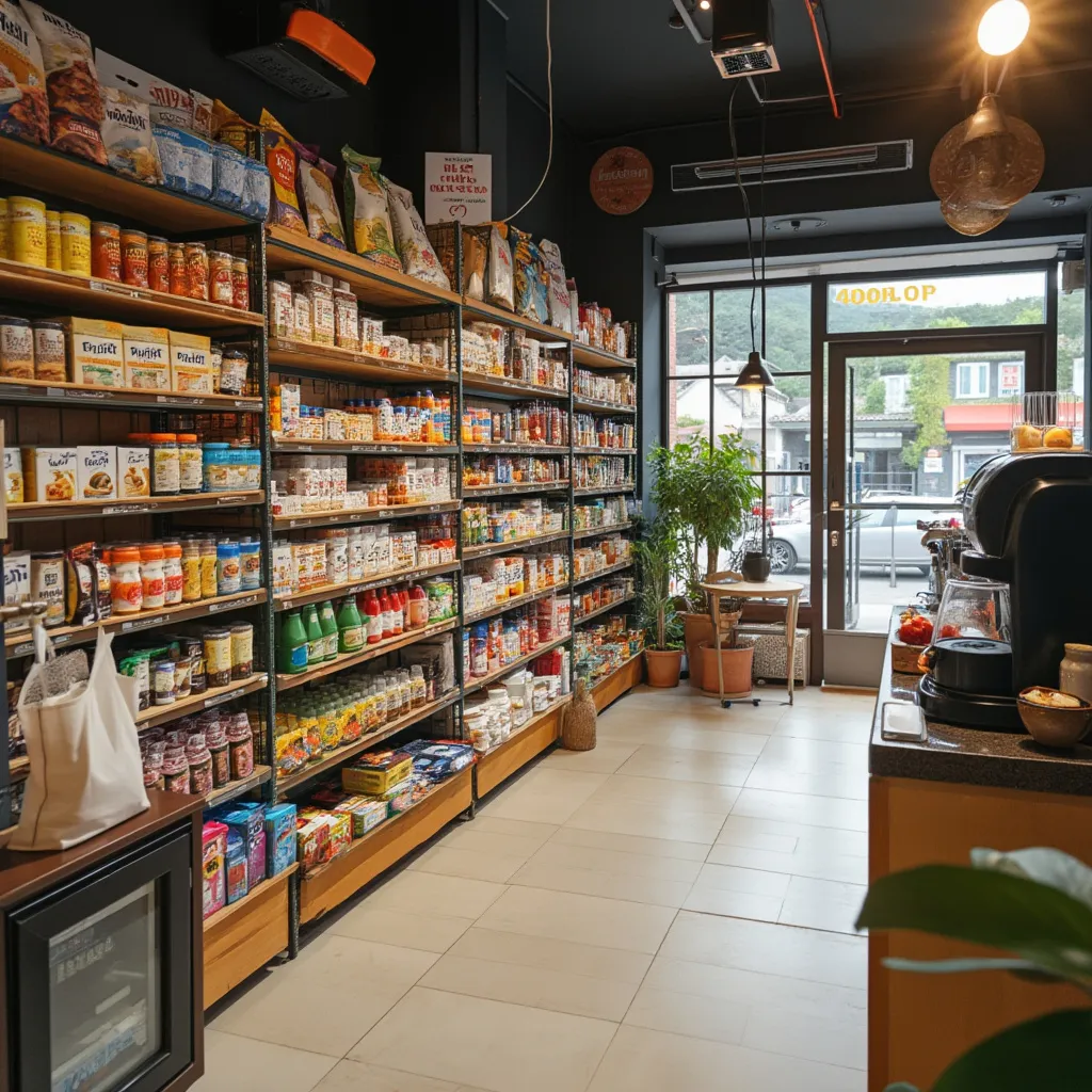 Interior de tienda de conveniencia Full