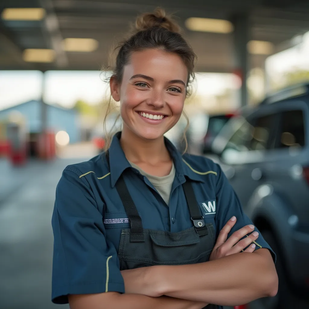 Empleado de estación sonriente